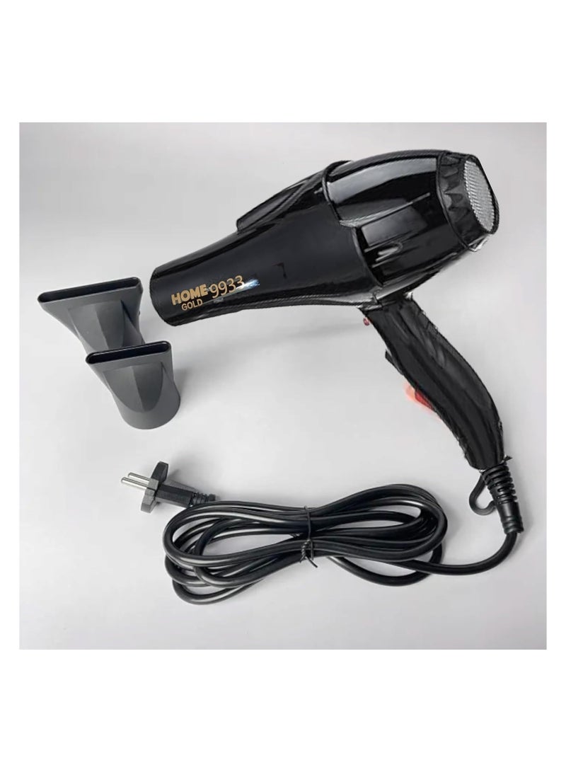 Home Gold Hair Dryer - Superior Drying Performance with Multiple Settings, Ionic Care and Overheat Protection (HG-9933 (Black)), 3000.0 Wat - Image 1