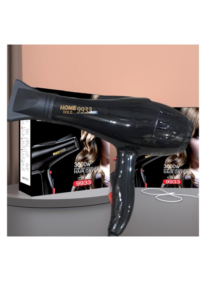 Home Gold Hair Dryer - Superior Drying Performance with Multiple Settings, Ionic Care and Overheat Protection (HG-9933 (Black)), 3000.0 Wat - Image 5