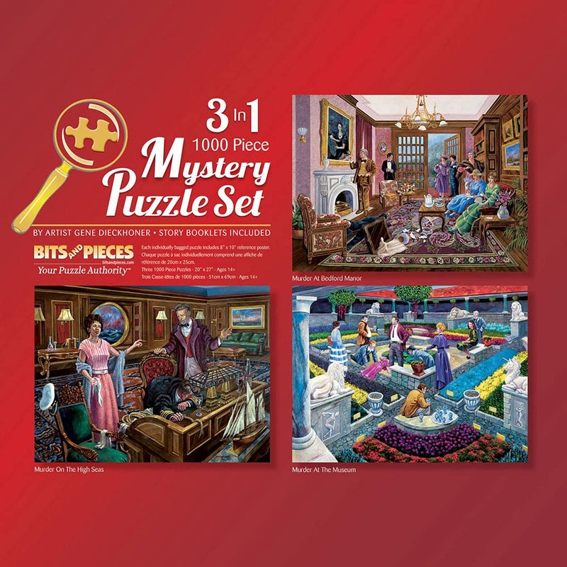 Bits and Pieces 3in1 Multipack 1000 Piece Jigsaw Puzzles for Adults 1000 pc Large Piece Mystery Puzzle Set by Gene Dieckhoner 20 x 27 - Image 3