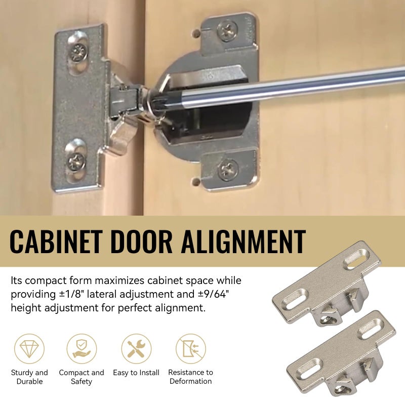 LEWEREST Hinge Mounting Plate Replacement for Blum 1 3/8" Overlay Compact 33 110 Degree, Face Frame Edge Mount Plates for Blum Cabinet Hinges, Self Closing, Nickel Finish (Pack of 2) - Image 4