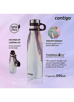 Contigo Matterhorn Water Bottle With Thermalock Insulation Bpa Free Stainless Steel Screw Cap Leak Proof Drinking Bottle Keeps Beverages Up To 24H Cold Up 10H Hot Sandstone 590 Ml 2104547  - Image 2