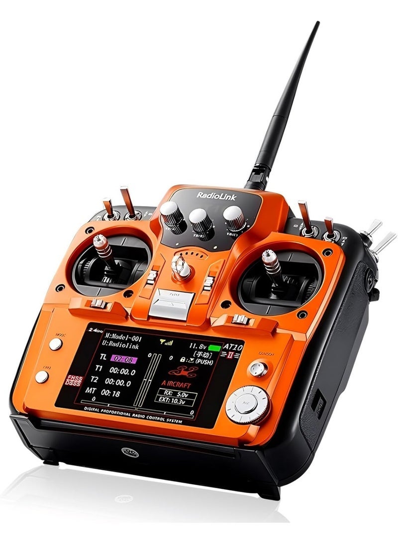 Radiolink AT10II 12-Channel 2.4G RC Transmitter & Receiver for FPV Racing Drones, Quadcopters, Cars & Boats - Image 1