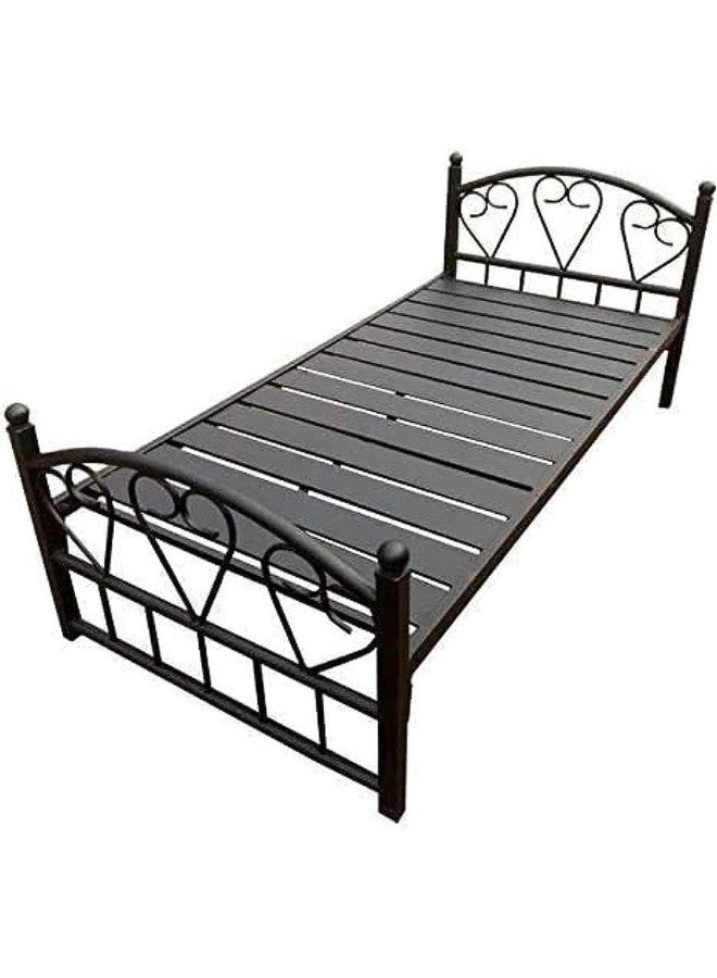 ALWASIT HOME Heavy Duty Round Steel Bed Black Color Single Size - L190 x W90 x H75 Cm - Model-LK-3  - Image 1