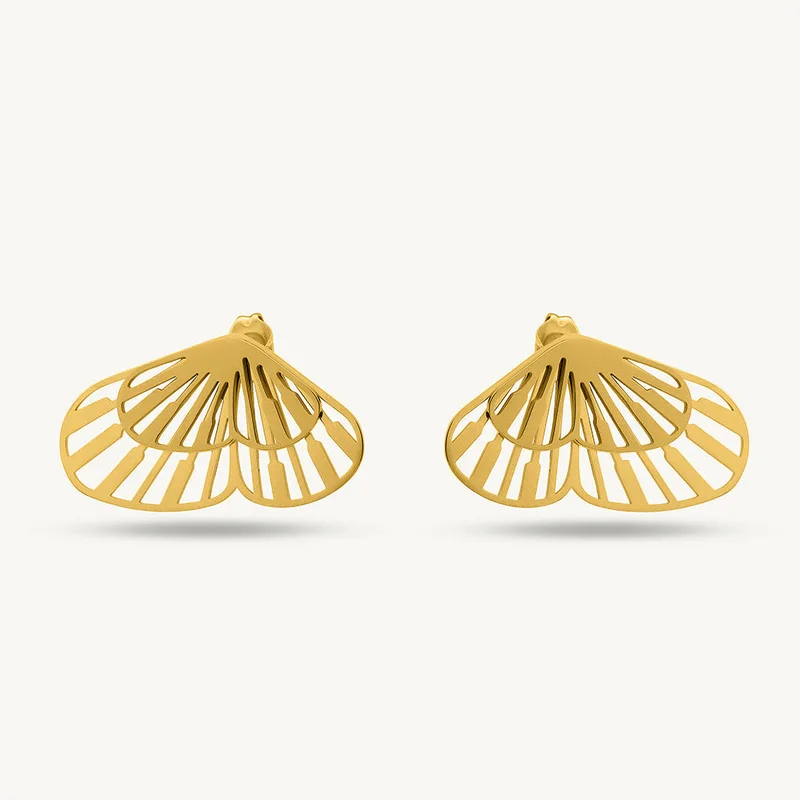 Palmonas PALMONAS Butterfly Wing Stud Earrings for Women | 18K Gold Plated, Waterproof & Anti-Tarnish