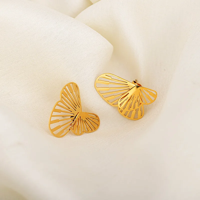 Palmonas PALMONAS Butterfly Wing Stud Earrings for Women | 18K Gold Plated, Waterproof & Anti-Tarnish