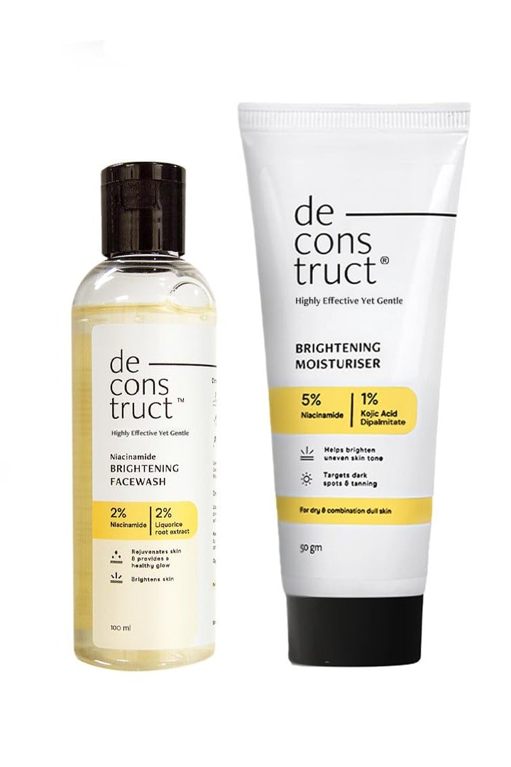 Deconstruct Daily Radiance Boosting Duo- Brightening Face Wash (100ml) + Brightening Face Moisturiser (50 g) | For Glowing and Radiant Skin | Anti Pigmentation Duo | Pack of 2 - Image 1