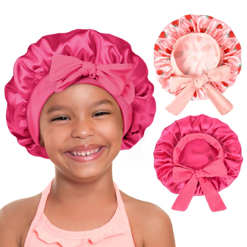 YANIBEST 2 PCS Baby Bonnet Silk Satin Bonnet for Kids Sleeping Cap Curly Natural Hair Silk Bonnets for Girls Boys Infant