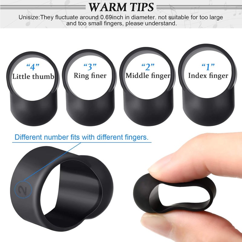 eBoot 8 قطع طبل لسان فولاذي أكمام أصابع سيليكون مطاطي تغطية أصابع للضرب على الطبل 2 قطع حاملات عصي الطبل لأداة الإيقاع - Image 3