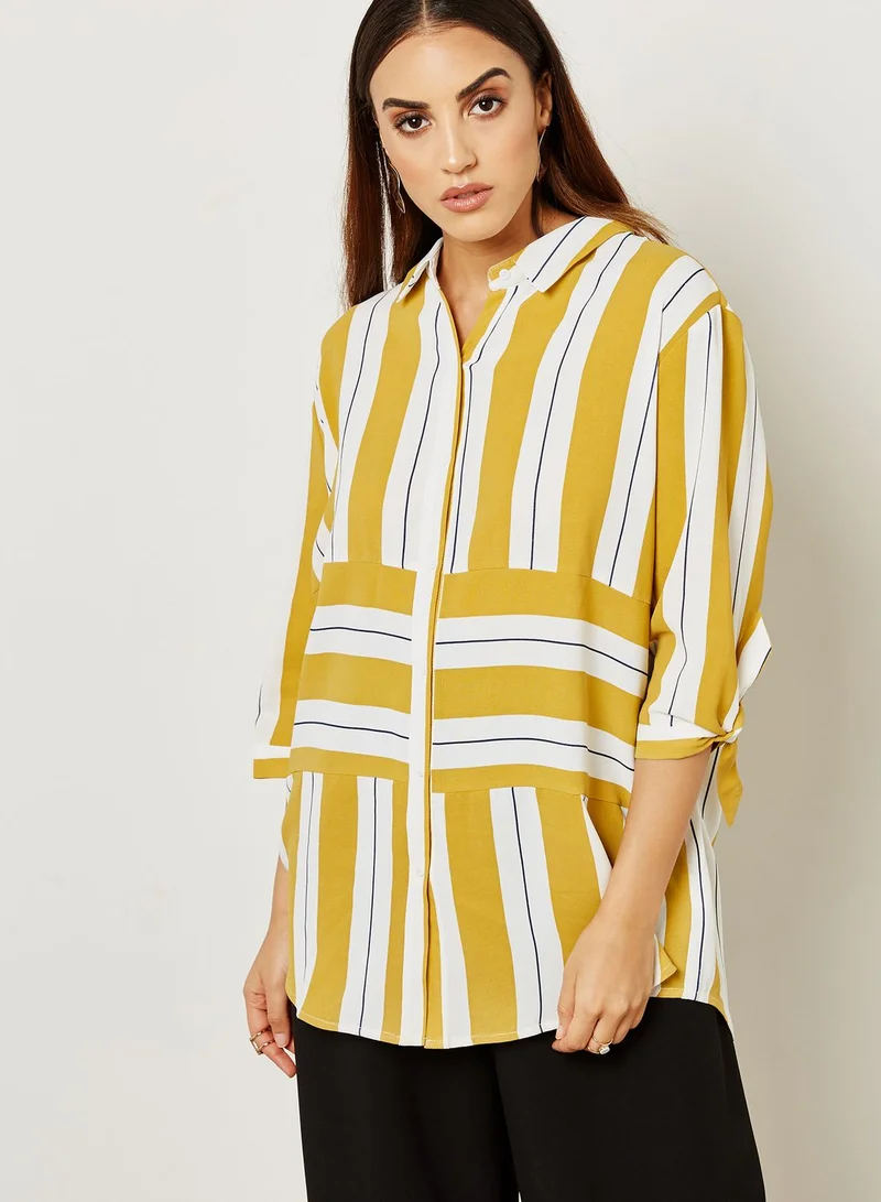 ELLA Striped Tie Sleeve Shirt