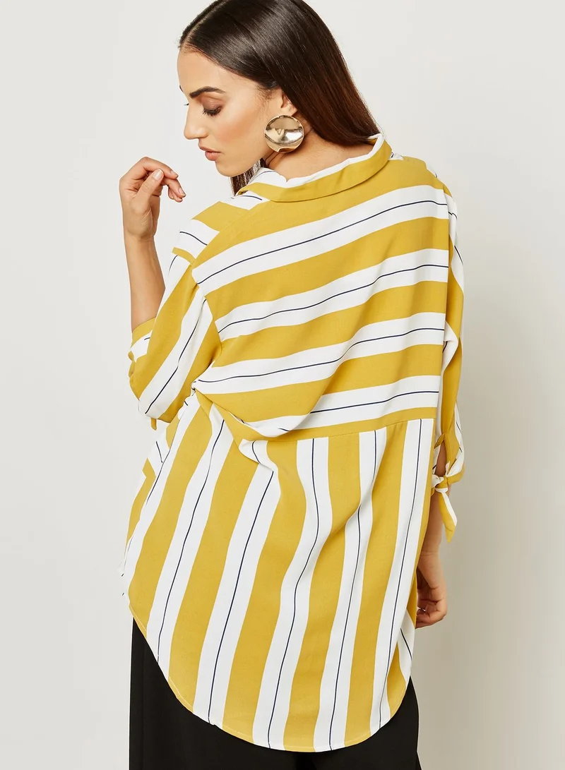 ELLA Striped Tie Sleeve Shirt