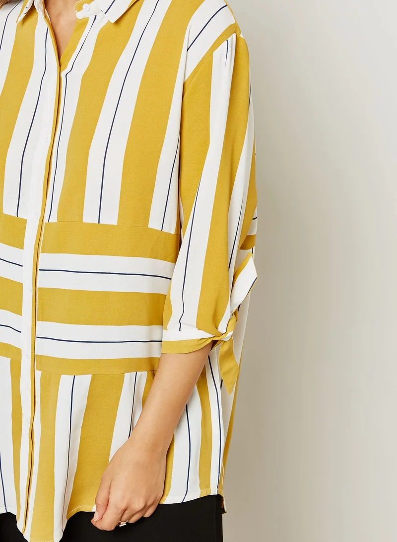 ELLA Striped Tie Sleeve Shirt