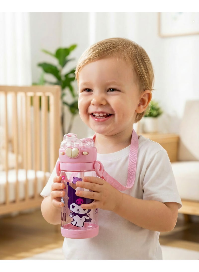 زمزمية مياه للأطفال 2 في 1 (شفاطة وفتحة مباشرة) بحزام كتف - زجاجة مانعة للتسريب للمدرسة والحضانة - خامات صحية (450 مل) - Image 4