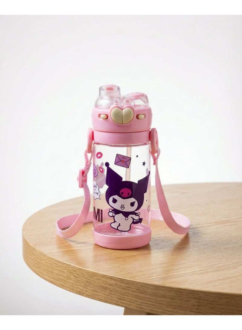 زمزمية مياه للأطفال 2 في 1 (شفاطة وفتحة مباشرة) بحزام كتف - زجاجة مانعة للتسريب للمدرسة والحضانة - خامات صحية (450 مل) - Image 5