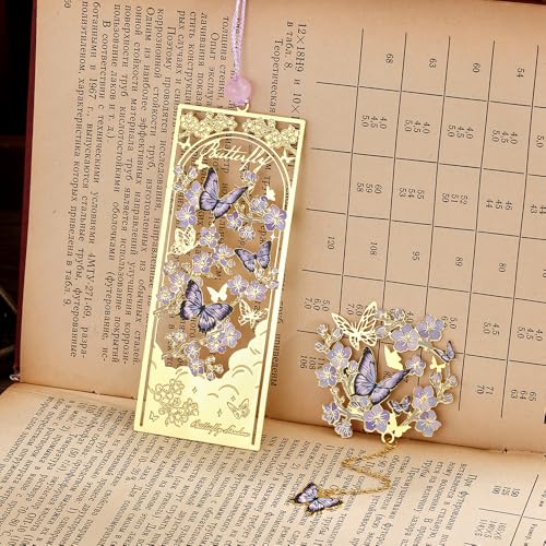 icceemee 2pcs Bookmark Butterfly Flower Theme Pretty Book Marks Set with Bookmarks for Women, Cute Book Markers for Writers, Kids, Teens, Men Readers, Reading Accessories Gifts for Book Lovers - Image 2