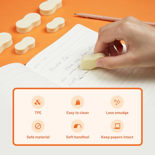 Yplus Eraser Line - Hipolymer Pencil Erasers for School Office, Cute White Rubber Eraser for Kids, Artist No Residues, 6 Pcs Stocking Stuffers for Kids Toddler - Image 3