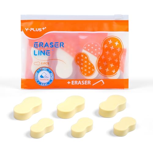 Yplus Eraser Line - Hipolymer Pencil Erasers for School Office, Cute White Rubber Eraser for Kids, Artist No Residues, 6 Pcs Stocking Stuffers for Kids Toddler - Image 1