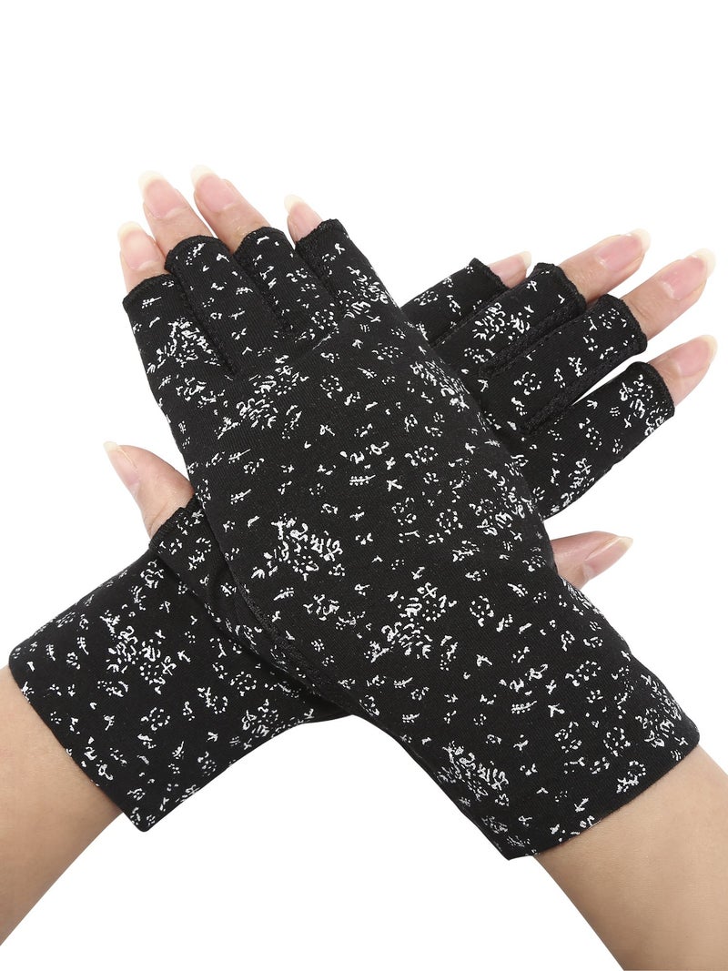 Maxdot 2 Pairs Women Sunblock Fingerless Gloves UV Protection Driving Gloves Summer Mitten Non Slip for Outdoor Cycling Manicures (Black,Khaki) - Image 5