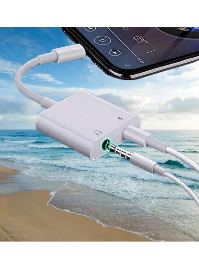 Generic [Apple MFi Certified] 2-in-1 Lightning to 3.5mm Headphone Jack and Charging Adapter – Compatible with iPhone 7/8/X/XR/11/12/13/14 – AUX Audio + Charging Cable Converter  - Image 3