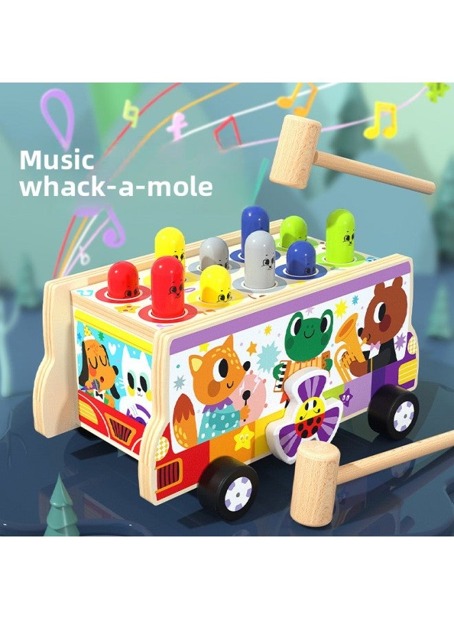 Wooden Children's Multifunctional Knockout Hamster Toy Kindergarten Baby Montessori Early Education Educational Game Teaching Aids-Color:Four-in-one Gopher Has Music. - Image 2