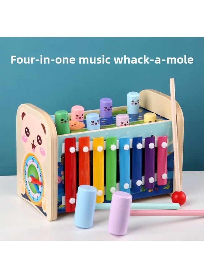 Wooden Children's Multifunctional Knockout Hamster Toy Kindergarten Baby Montessori Early Education Educational Game Teaching Aids-Color:Four-in-one Gopher Has Music. - Image 1