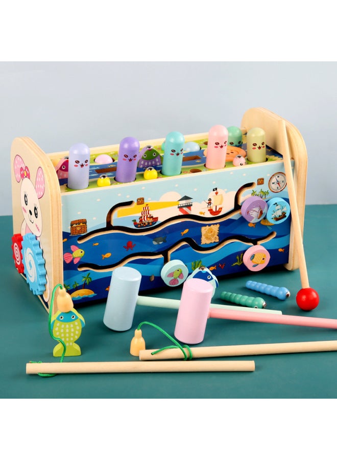 Wooden Children's Multifunctional Knockout Hamster Toy Kindergarten Baby Montessori Early Education Educational Game Teaching Aids-Color:Four-in-one Gopher Has Music. - Image 3