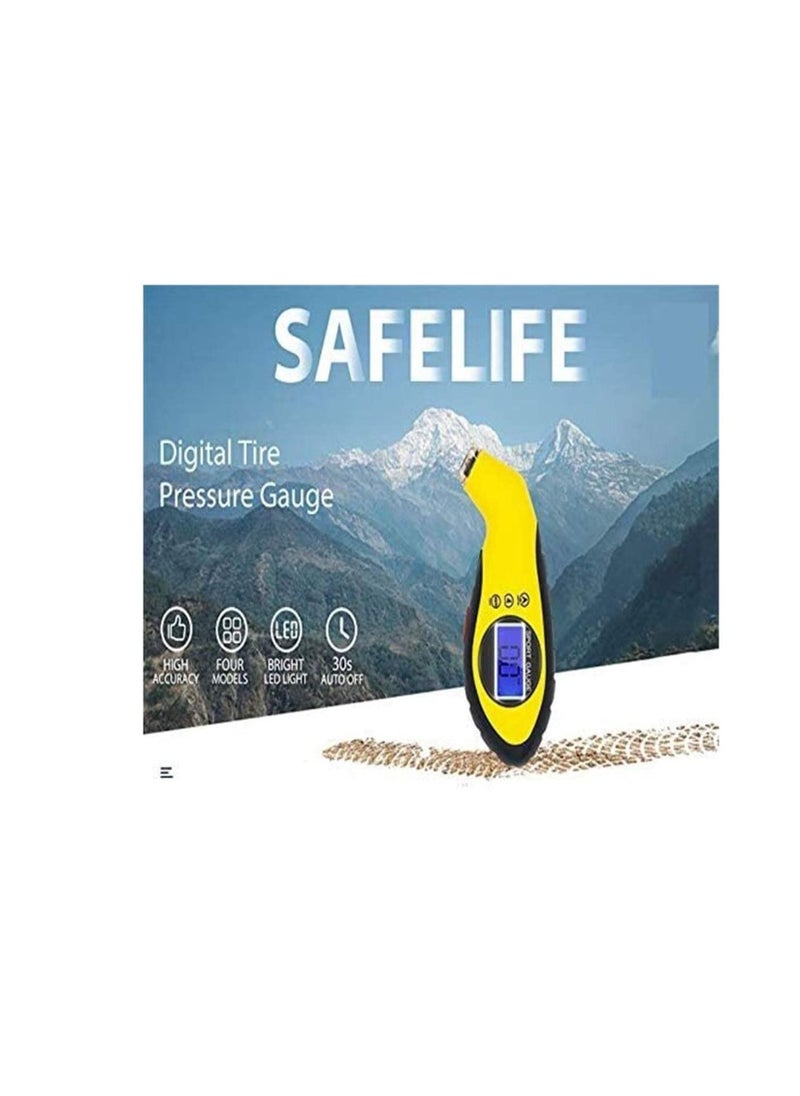 Y&D Tire Pressure Gauge, Digital Tester LCD Backlight Auto Car Motorcycle Gauge Air monitor Barometer Meter - Yellow  - Image 4
