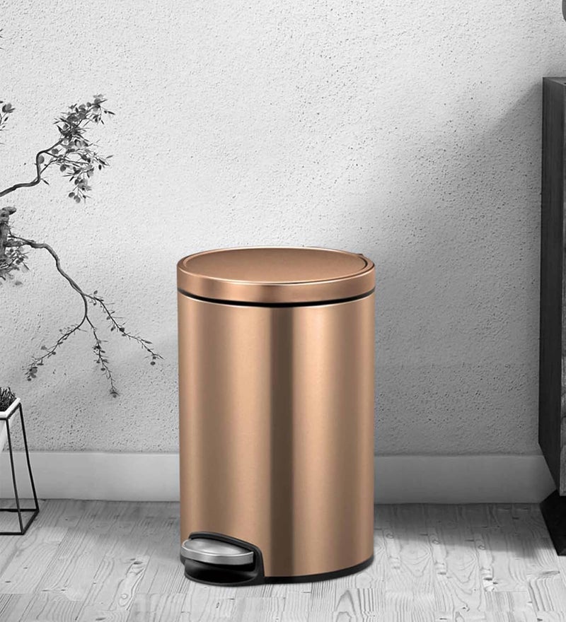 Obsessions Obsessions Fingerprint Resistant Round Step Dustbin with Liner 8 Litre Bronze Copper  - Image 1