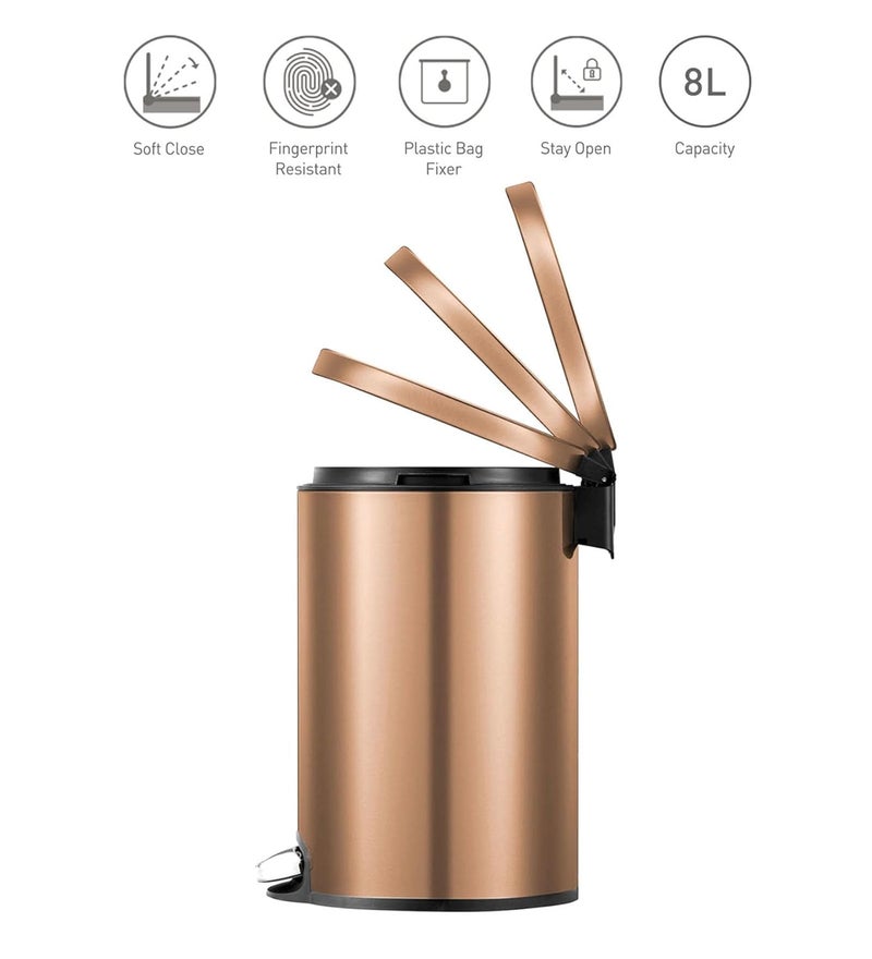 Obsessions Obsessions Fingerprint Resistant Round Step Dustbin with Liner 8 Litre Bronze Copper  - Image 3
