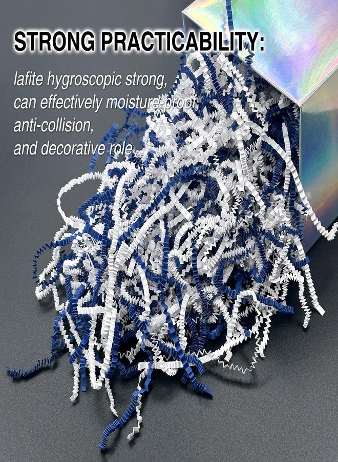 Corlcol 200g(7oz) Crinkle Paper Filler for Gift Baskets Gift Box Paper Shreds Decoration for Birthday, Weddings,Father's Day Christmas (Blue&White) - Image 3