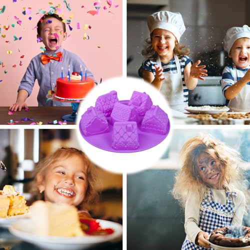 PhantomSky 6 Cell Silicone Gingerbread House Mould for Baking Cupcake Ice Cube Chocolate Jelly Candy Handmade Soap,Nonstick/BPA Free/Christmas Molds for Chocolate/Colors are Shipped Randomly - Image 5