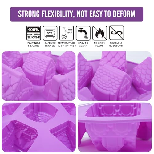 PhantomSky 6 Cell Silicone Gingerbread House Mould for Baking Cupcake Ice Cube Chocolate Jelly Candy Handmade Soap,Nonstick/BPA Free/Christmas Molds for Chocolate/Colors are Shipped Randomly - Image 4