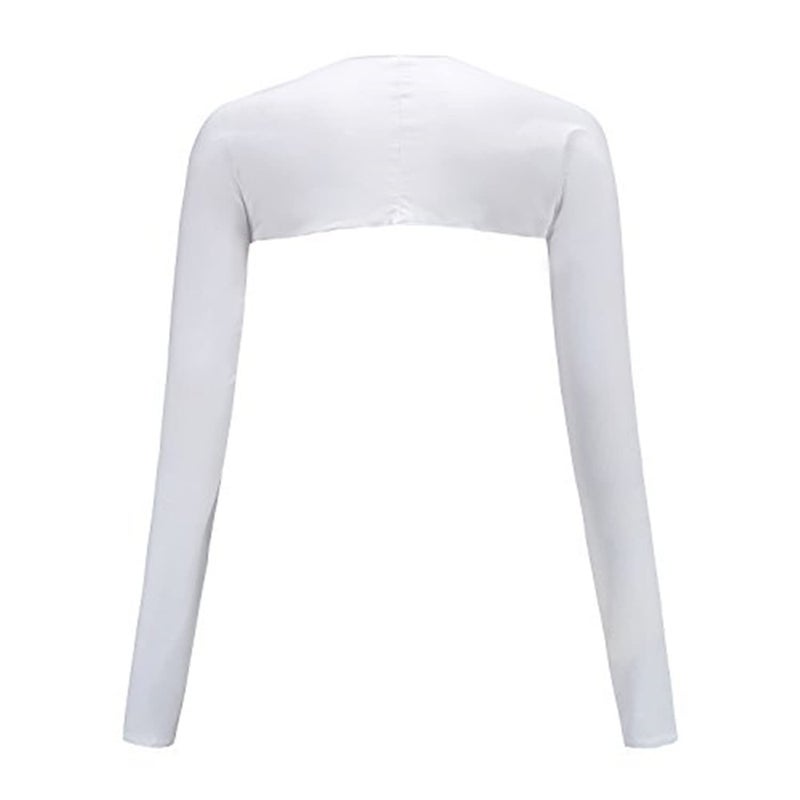 HomTop Cool Shawl Arm Covers 2-Pack Sun Protection With Finger Holes Uv Protection Arm Covers For Golfing (White) One Size Fits All - Image 2