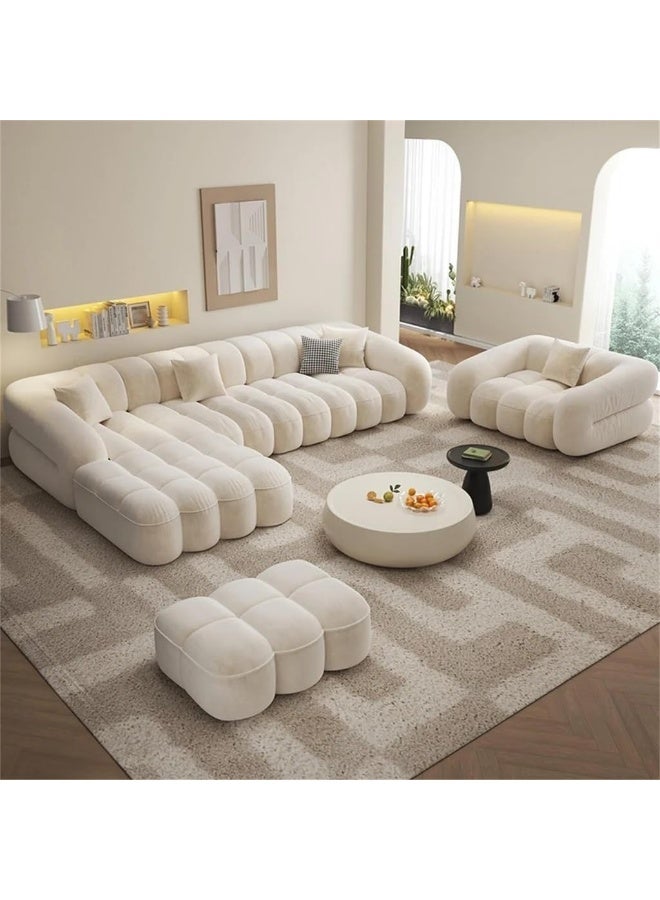 Comfynest مجموعة أرائك كومفينست من القماش الفاخر - راحة مفرطة مع خيارات ألوان وأحجام متعددة (بيج، شكل L مع كرسي وأوتومان) - Image 1