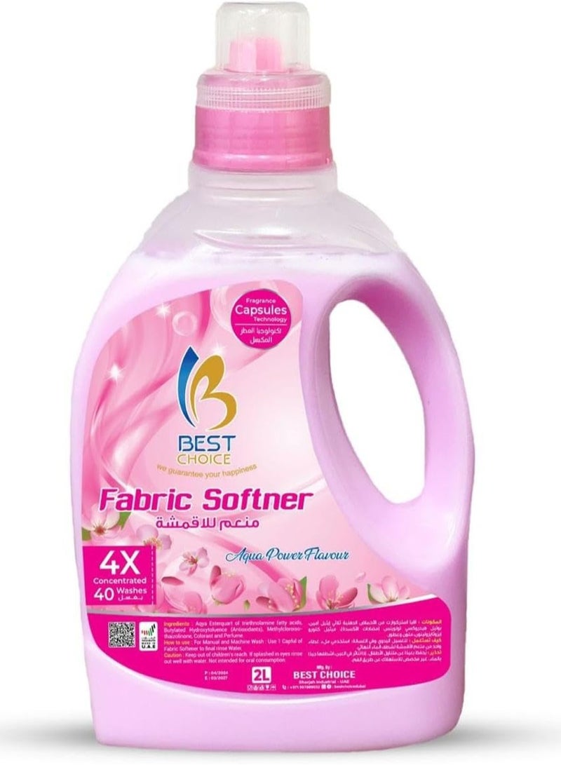 Best Choice Concentrated Fabric Softener, 2L, Rose Fragrance, 40 Washes, 4X Concentration - Image 1