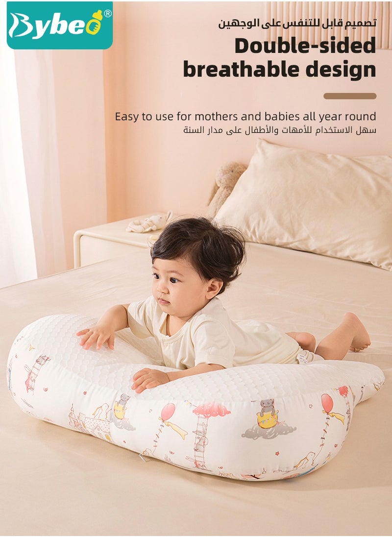 Bybeo - Baby Nursing Pillow for Breastfeeding, Multifunctional Toddler Look Up and Lying Pillows, Anti vomit Milk Babies Crib Headrest for Newborn and Infant, 30 Degree Incline, Enlarged and Widened - Image 1