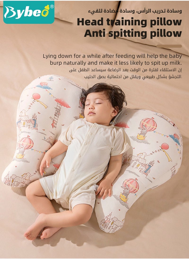 Bybeo - Baby Nursing Pillow for Breastfeeding, Multifunctional Toddler Look Up and Lying Pillows, Anti vomit Milk Babies Crib Headrest for Newborn and Infant, 30 Degree Incline, Enlarged and Widened - Image 1