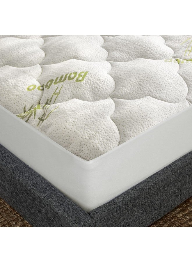 Moonsea Air Mattress Cover Queen Size Thick Mattress Cooling Pad, Viscose Made from Bamboo Quilted Mattress Topper, Noiseless Extra Plush Pillow Top Mattress Topper Queen Fits 8-23 Inches Deep Mattresses  - Image 1