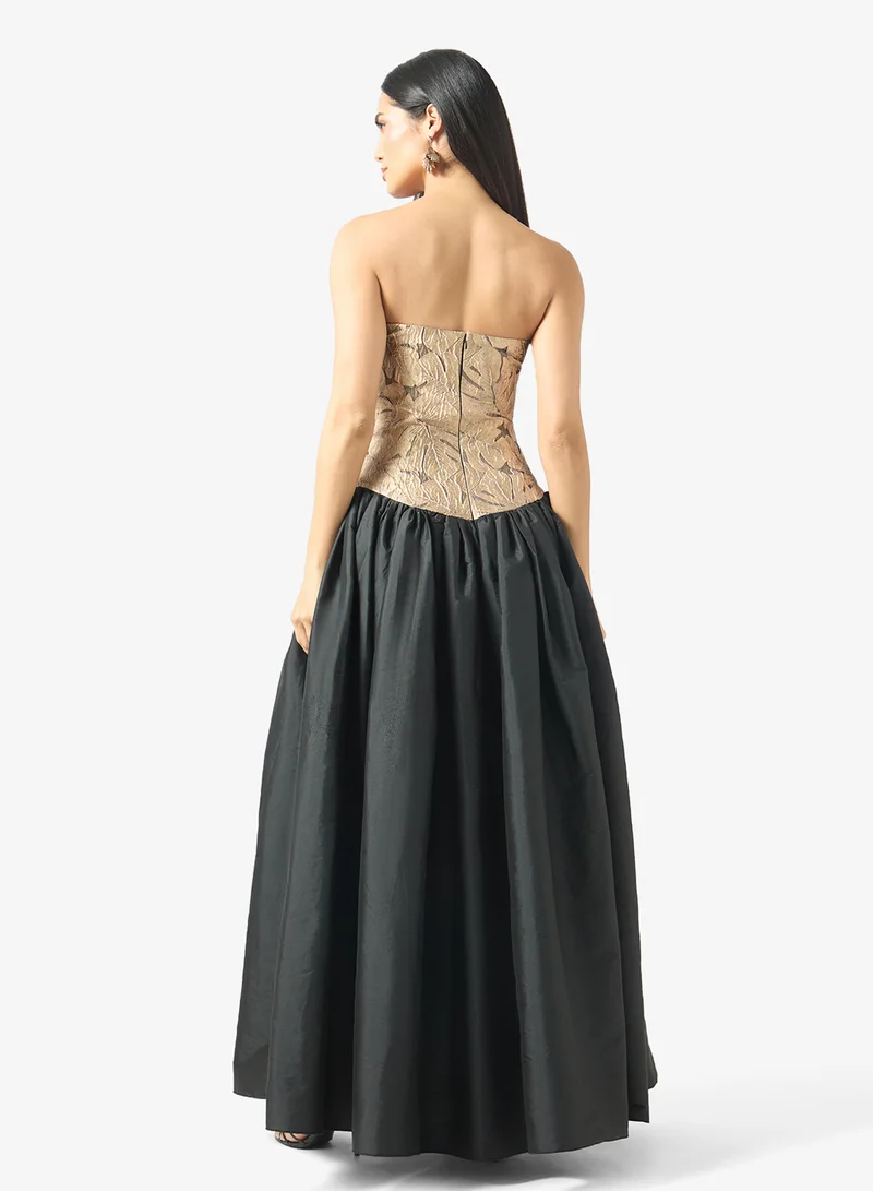 Namshi X Bandeau Ball Gown Dress With Princess Waist Detail