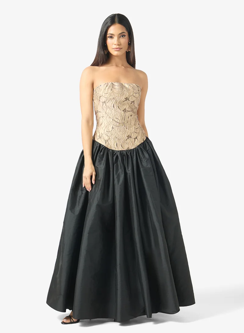 Namshi X Bandeau Ball Gown Dress With Princess Waist Detail