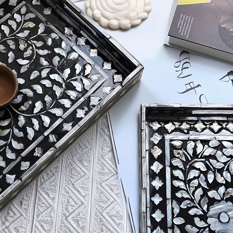 Nordic Luxury Natural Shell Tray Mother Of Pearl Spring Charm For Living Room Tea Tray - Image 2