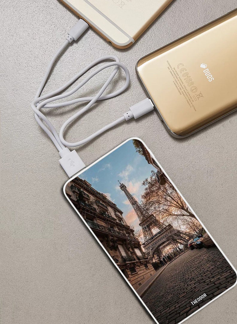Theodor 10,000 mAh Super Fast Charging Ultra Compact Power Bank with Quick Charge & Power Delivery, Portable Charger For iPhone and Android Effiel Tower - Image 2