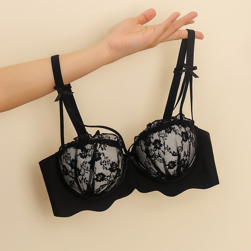 Lace Underwear Women'S Gathering Top-Up Small Chest Breast-Showing Large Pure Desire Top-Up Adjustable Bra Suit Without Steel Rings - Image 3