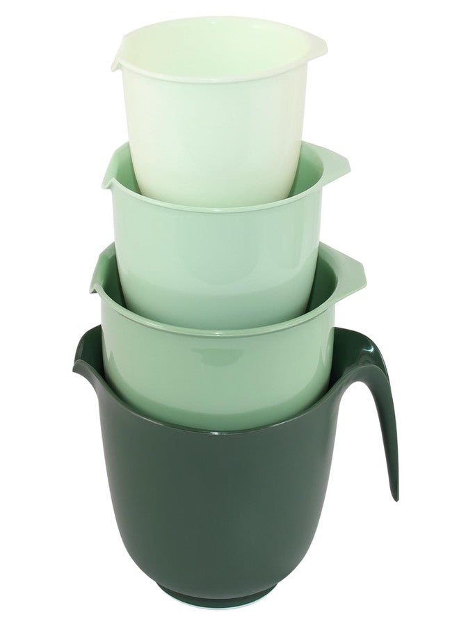 Glad Mixing Bowls with Pour Spout, Set of 4 - Nesting Plastic Bowls (1.2qt, 1.9qt, 2.8qt, and 3qt with Handle) - Non Slip Base, Dishwasher Safe Kitchen Cooking and Baking Supplies, Green - Image 1