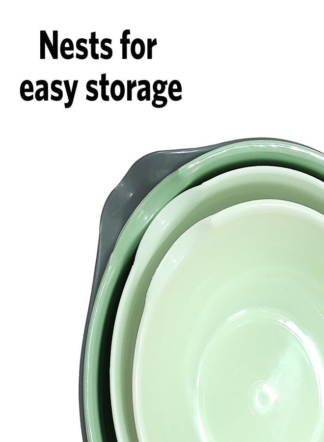 Glad Mixing Bowls with Pour Spout, Set of 4 - Nesting Plastic Bowls (1.2qt, 1.9qt, 2.8qt, and 3qt with Handle) - Non Slip Base, Dishwasher Safe Kitchen Cooking and Baking Supplies, Green - Image 4