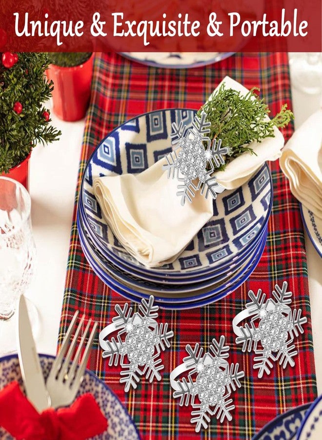 Legigo Set of 12 Christmas Snow Napkin Rings Set- Metal Diamond Snow Xmas Napkin Ring Holders for Cloth Napkins, Christmas Holiday Party Dinner Table Decoration - Image 3
