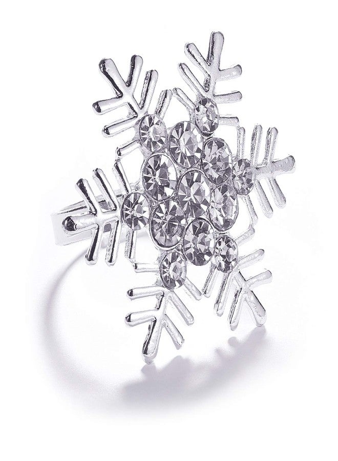 Legigo Set of 12 Christmas Snow Napkin Rings Set- Metal Diamond Snow Xmas Napkin Ring Holders for Cloth Napkins, Christmas Holiday Party Dinner Table Decoration - Image 1
