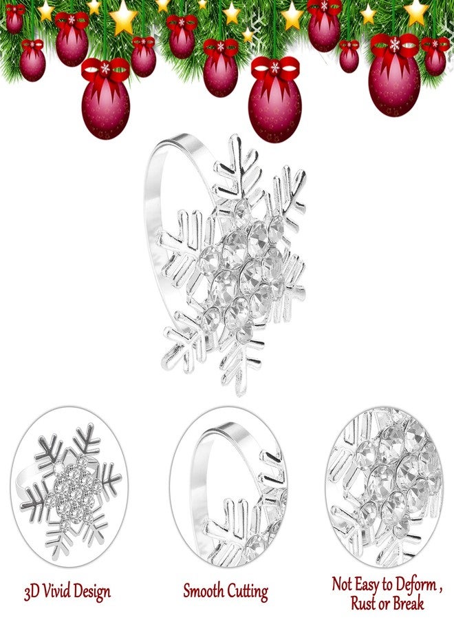 Legigo Set of 12 Christmas Snow Napkin Rings Set- Metal Diamond Snow Xmas Napkin Ring Holders for Cloth Napkins, Christmas Holiday Party Dinner Table Decoration - Image 5