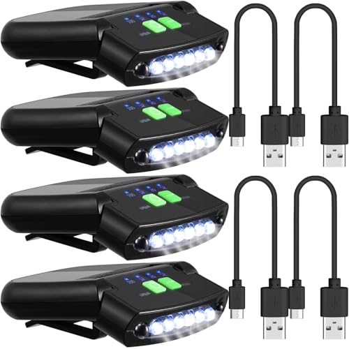 Mudder 2 Pieces LED Clip on Cap Lights USB Rechargeable Cap Flashlight Clip Waterproof Ultra Bright Hat Flashlight Headlamp for Fishing Camping Hand Work (Black) - Image 1