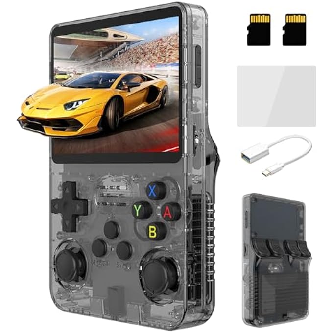R36S RETRO HANDHELD GAME CONSOLE: 3.5 INCH IPS SCREEN LINUX SYSTEM BUILT-IN 32G+64GB HANDHELD CLASSIC PLAY SYSTEM (R36S - BLACK) - Image 2