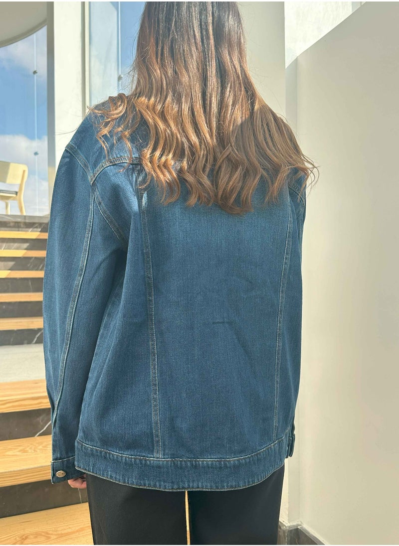 Oversized Denim Jacket -  Dark Blue Wash Straight Fit. - pzsku/ZD55C6CEB2FE8BAB9D341Z/45/_/1738274765/2479a3c7-60b5-4b36-b098-669150235575